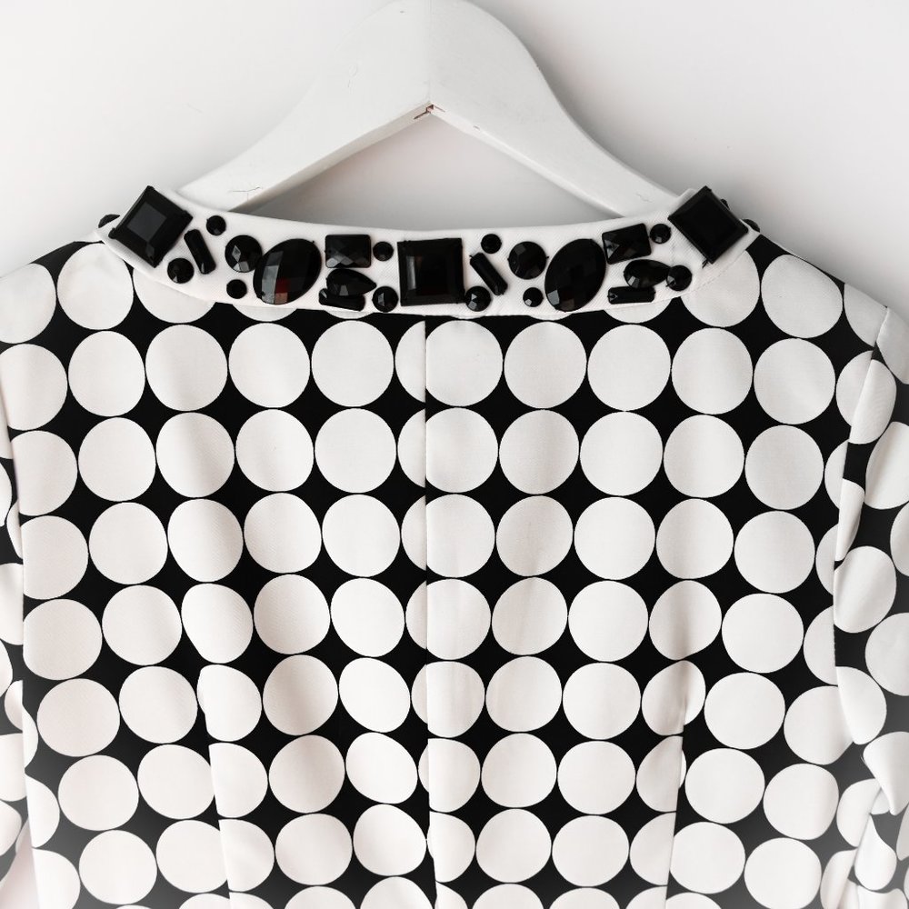 C2 STUDIO Black & White Circle Pattern Dress with Gemstones - Size Small - Picture 5 of 8